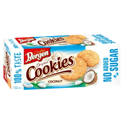 Печиво кокосове БЕЗ ЦУКРУ Bergen Original Cookies Coconut 130г Польща