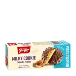 Печиво з арахісом та карамеллю в глазурі БЕЗ ЦУКРУ Bergen Milky Cookie Caramel, Peanut 100г Польща