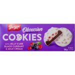 Печиво в глазурі з желе чорної смородини та молочним кремом Bergen Obsession Cookies black currant&milk cream 128г Польща