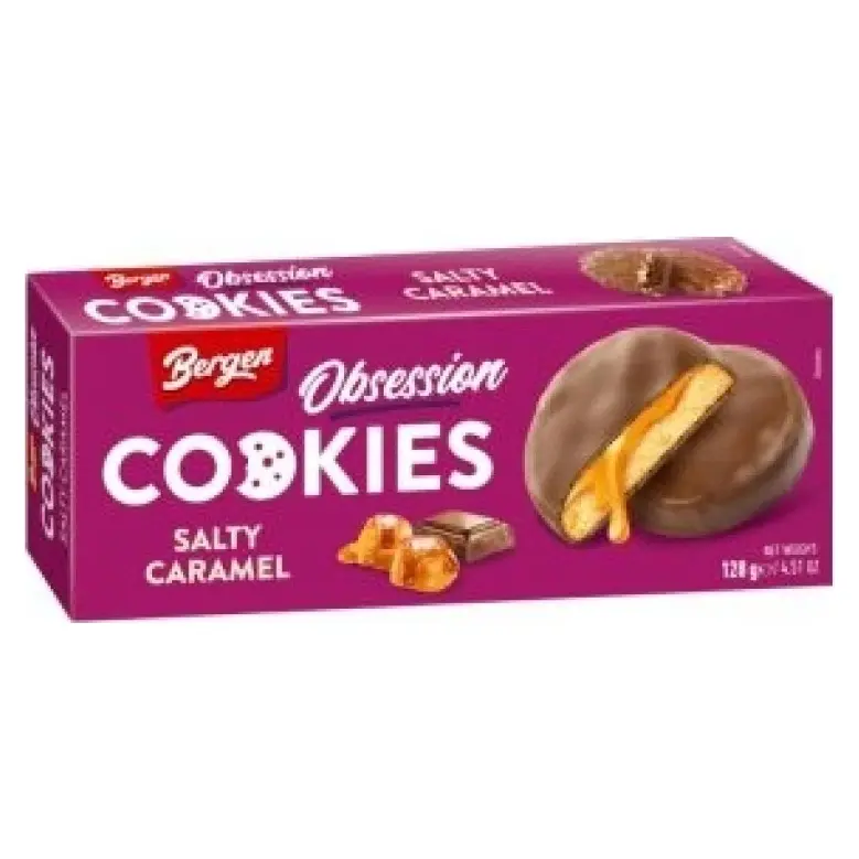 Печиво із солоною карамеллю у молочному шоколаді Bergen Obsession Cookies Salty Caramel 128г Польща