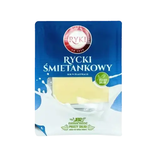 Сир сметанковий напівтвердий нарізка Ryki Śmietankowy 300г Польща