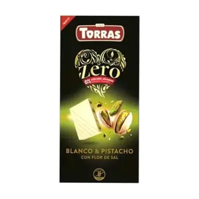 Шоколад білий з фісташкою та морською сіллю БЕЗ ЦУКРУ Torras Zero Blanco&Pistacho 100г Іспанія