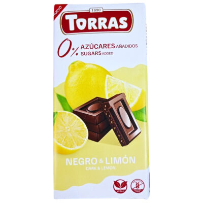 Шоколад чорний з лимоном БЕЗ ЦУКРУ БЕЗ ГЛЮТЕНУ Torras Negro & Limon 75г Іспанія