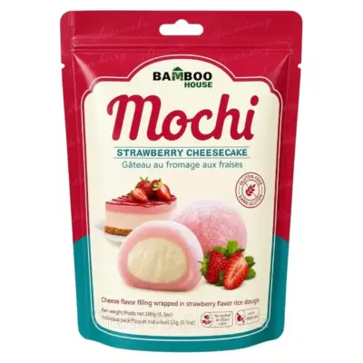 Моті (рисовий десерт) Полуничний Чізкейк БЕЗ ГЛЮТЕНУ Bamboo House Mochi Strawberry Cheesecake 180г Тайвань