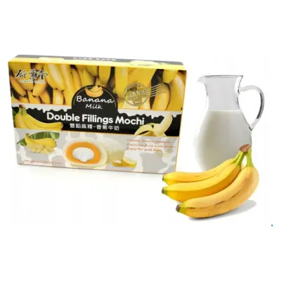 Моті (рисовий десерт) Банан+Вершковий крем Bamboo House Double Fillings Mochi Banana Milk 180г Тайвань