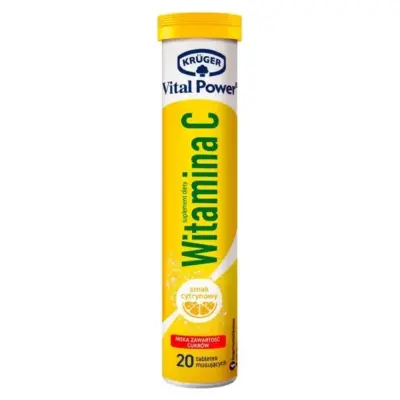 Шипучі таблетки для підтримки імунітету БЕЗ ЦУКРУ Krüger Vital Power Witamina C 20шт. Польща