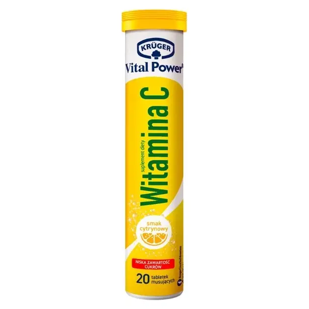 Шипучі таблетки для підтримки імунітету БЕЗ ЦУКРУ Krüger Vital Power Witamina C 20шт. Польща