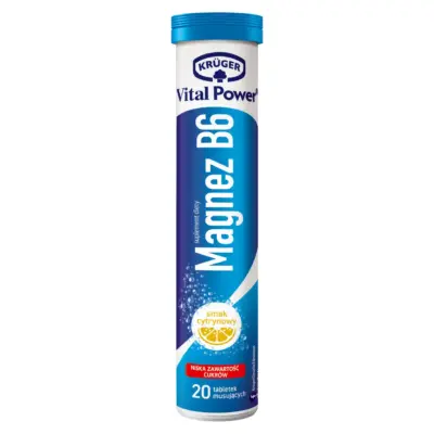 Шипучі пігулки Магній + B6 Krüger Vital Power Magnez B6 20шт Польща