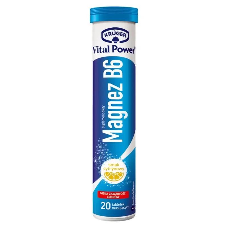 Шипучі пігулки Магній + B6 Krüger Vital Power Magnez B6 20шт Польща