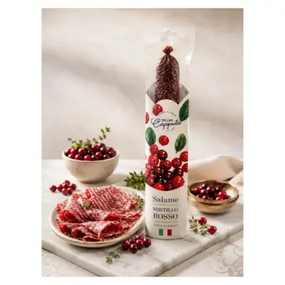 Ковбаса салямі з клюквой БЕЗ ГЛЮТЕНА Salumi Capputa Salame Mirillo Rosso, 300г  Италия