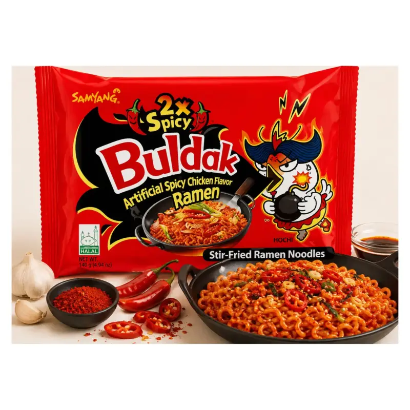 Локшина швидкого приготування зі смаком гострої курки Samyang Buldak 2xSpicy Hot Chicken Flavor Ramen 140г Південна Корея