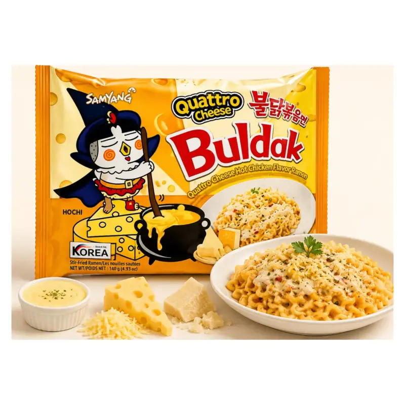 Локшина швидкого приготування 4 сири Samyang Buldak Quattro Cheese Hot Chicken Flavor 145г Південна Корея