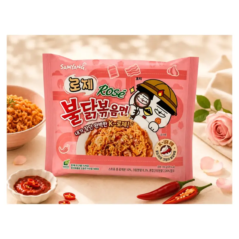 Локшина швидкого приготування Рожевий соус Samyang Buldak Rose Hot Chicken Flavor 140г Південна Корея