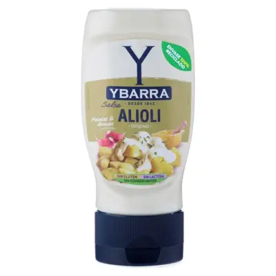 Соус часниковий БЕЗ ГЛЮТЕНУ БЕЗ ЛАКТОЗИ Ybarra Salsa AliOli Original 250мл Іспанія