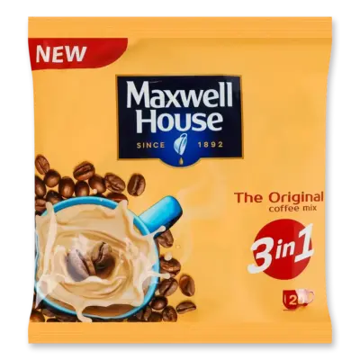 Кава розчинна 3в1 Maxwell House Original Roast Ground Coffee (20шт) 360 г Нідерланди