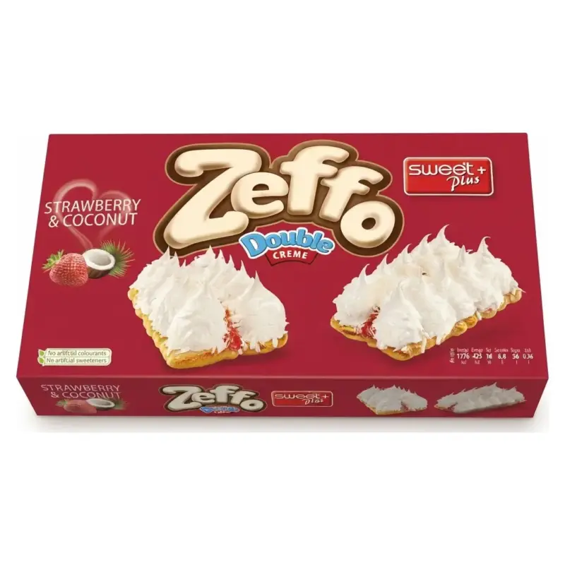 Печиво-суфле полуниця-кокос Zeffo Double Creme Strawberry & Coconut 120г Болгарія